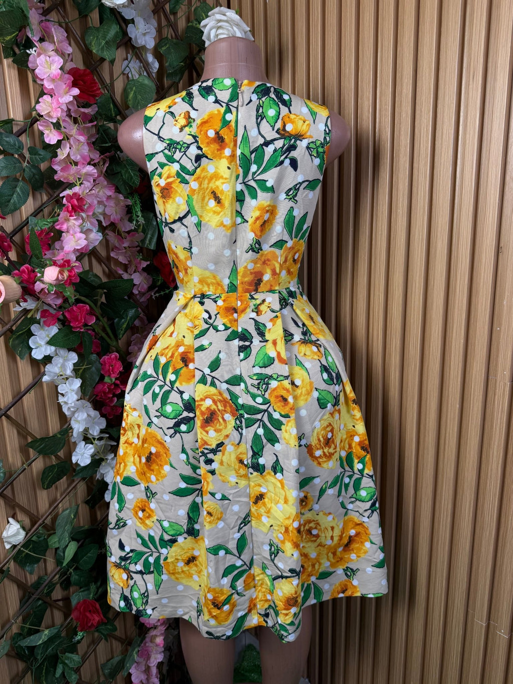 Robe évasée sans manches longues imprimée fleurie - Perluna Store
