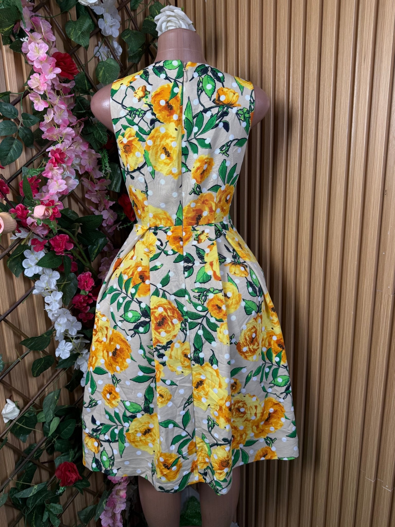 Robe évasée sans manches longues imprimée fleurie - Perluna Store