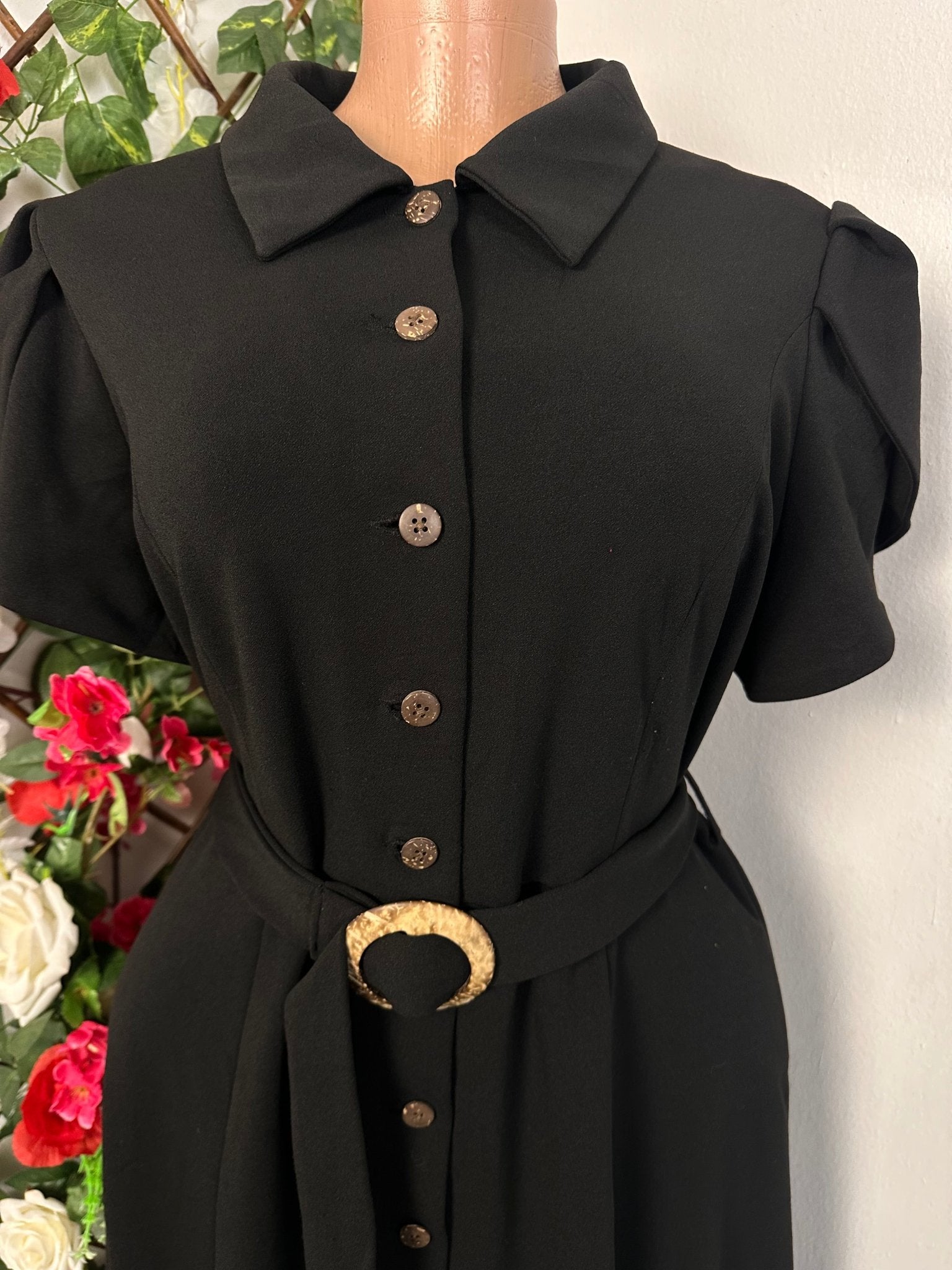 Robe longue à bouton colle chemise et manche courte - Perluna Store - kinshasa