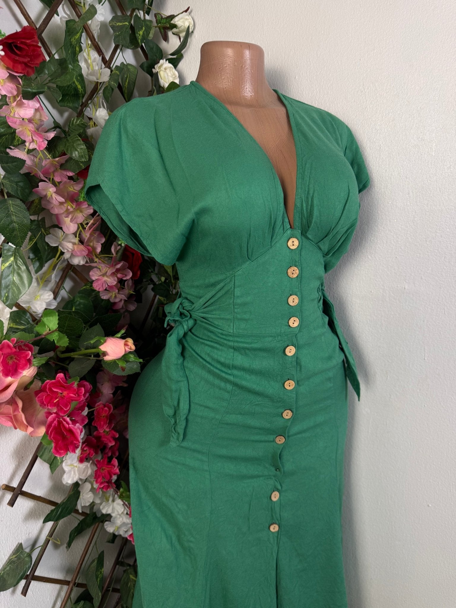 Robe longue à boutons côte nouée - Perluna Store - kinshasa