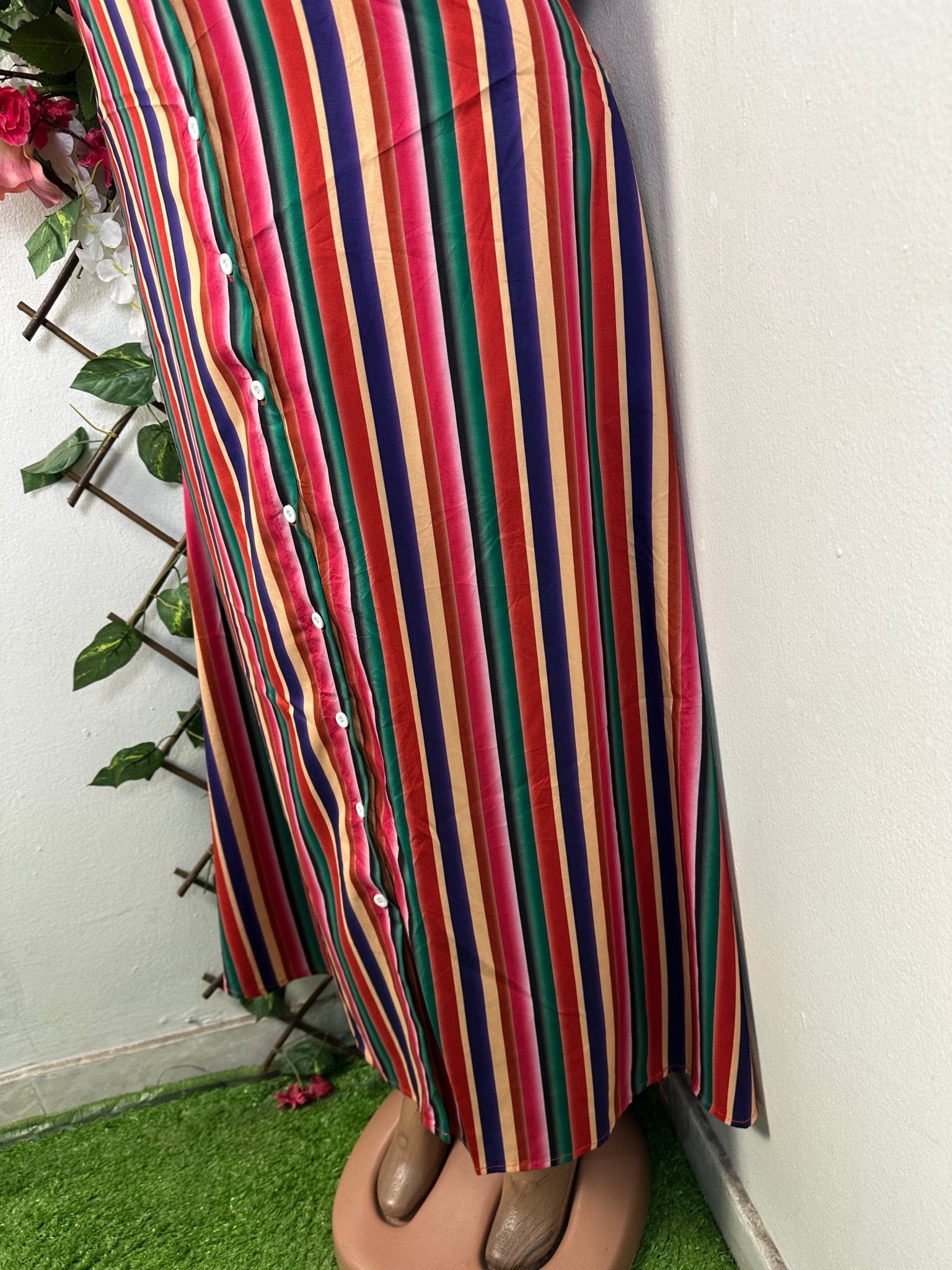 Robe longue à boutons manches 3/4 - Perluna Store - kinshasa