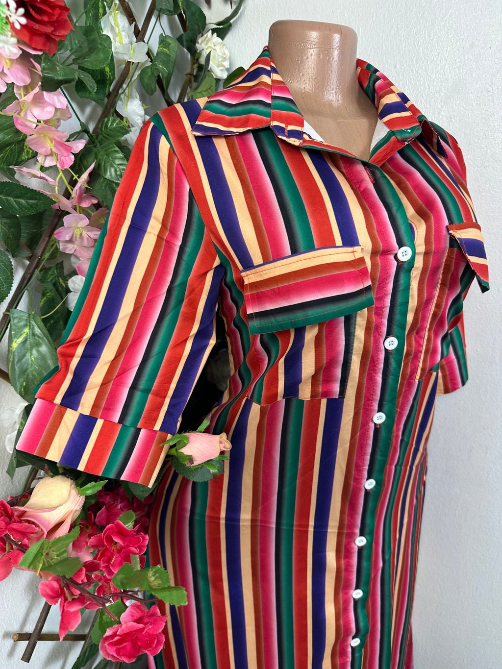 Robe longue à boutons manches 3/4 - Perluna Store - kinshasa