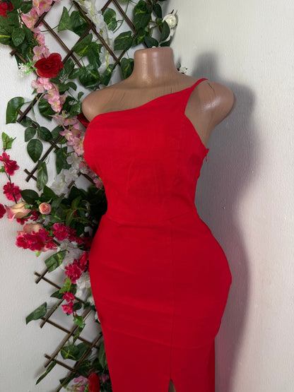 Robe longue à une bretelle à fente - Perluna Store - kinshasa