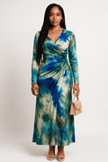 Robe longue croisée long manche- - Perluna Store