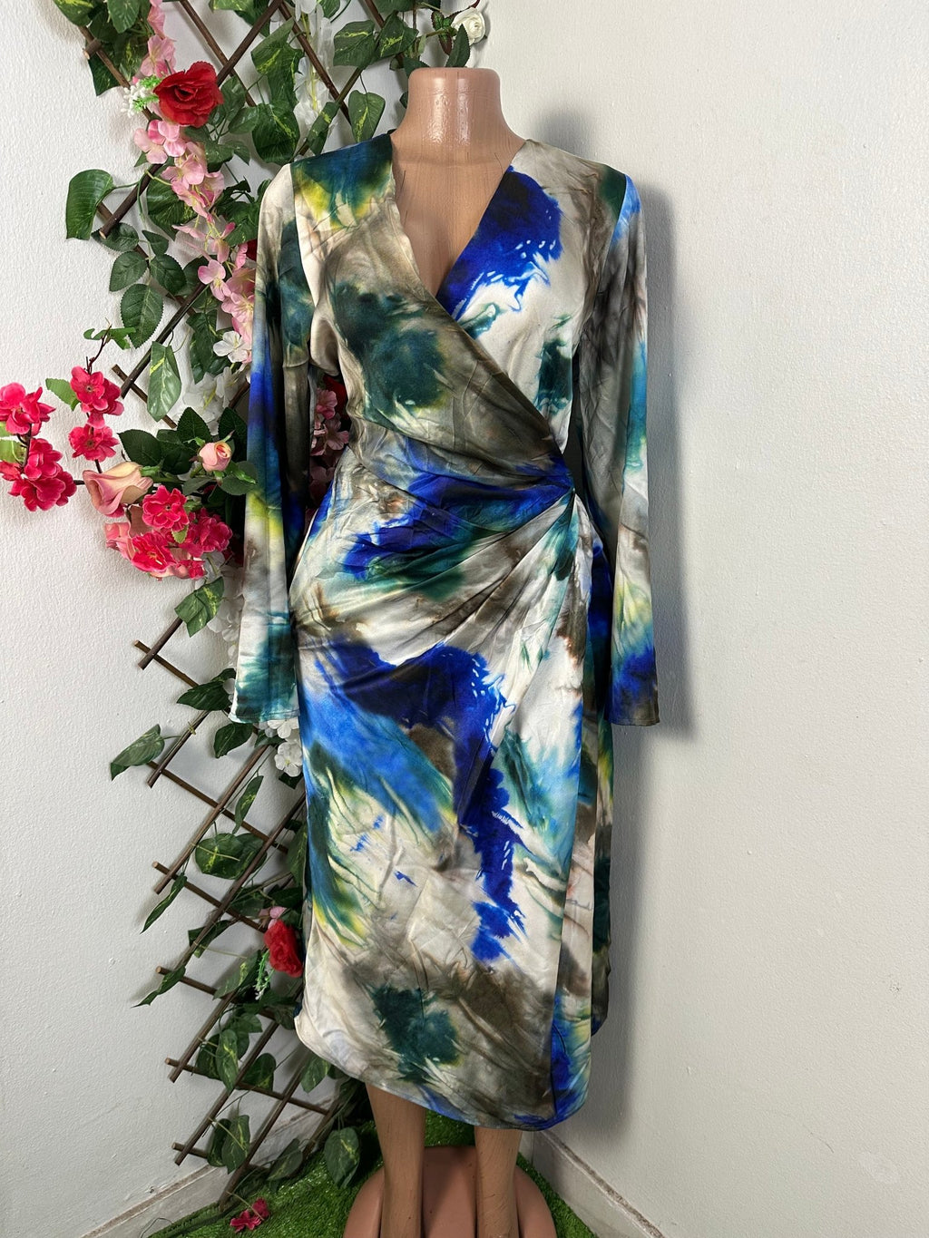 Robe longue croisée long manche- - Perluna Store