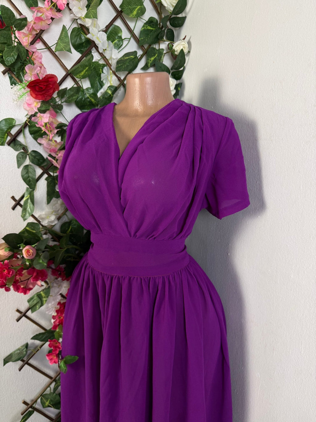 Robe longue décollée croisée courte manche - Perluna Store - kinshasa