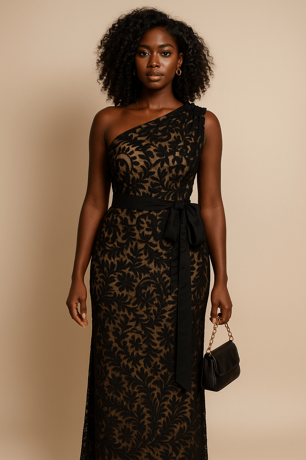 Robe longue dentelle à une époule - Perluna Store - kinshasa