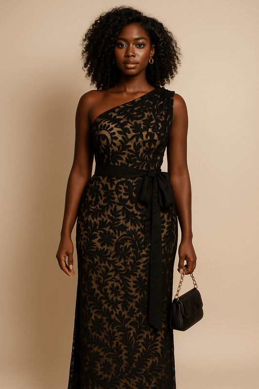 Robe longue dentelle à une époule - Perluna Store - kinshasa
