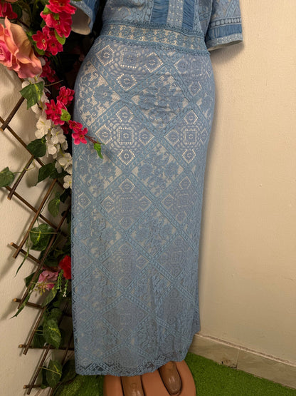 Robe longue dentelle courte manche - Perluna Store - kinshasa