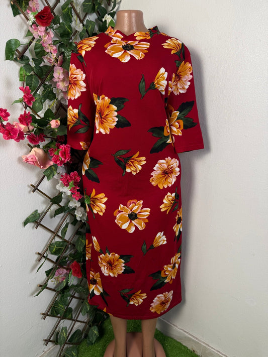 Robe longue droite manche mi longue - Perluna Store - kinshasa