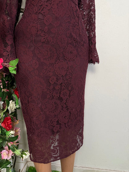 Robe longue en dentelle a longue manche - Perluna Store - kinshasa