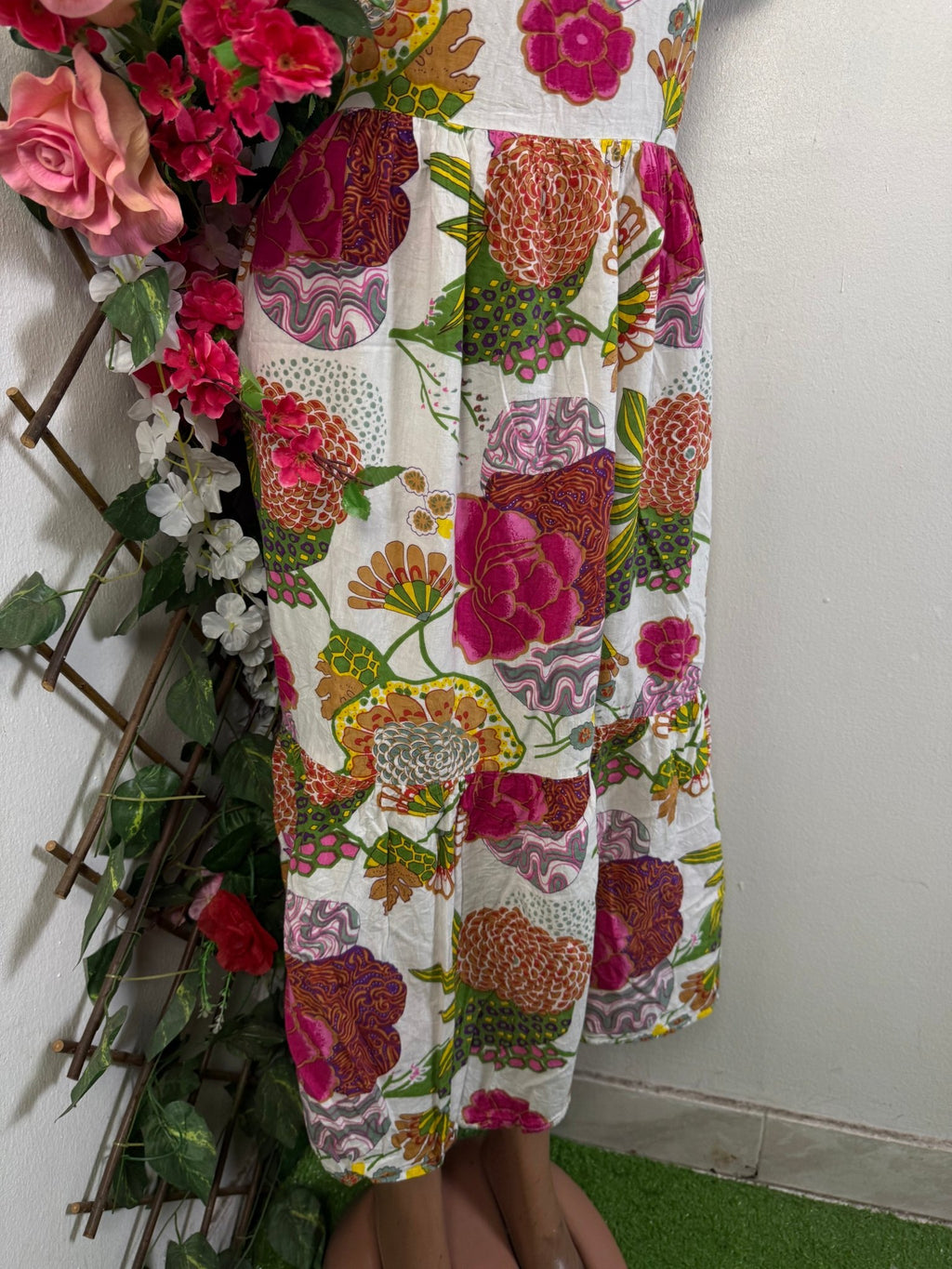 Robe longue évasée imprimer floral - Perluna Store - kinshasa