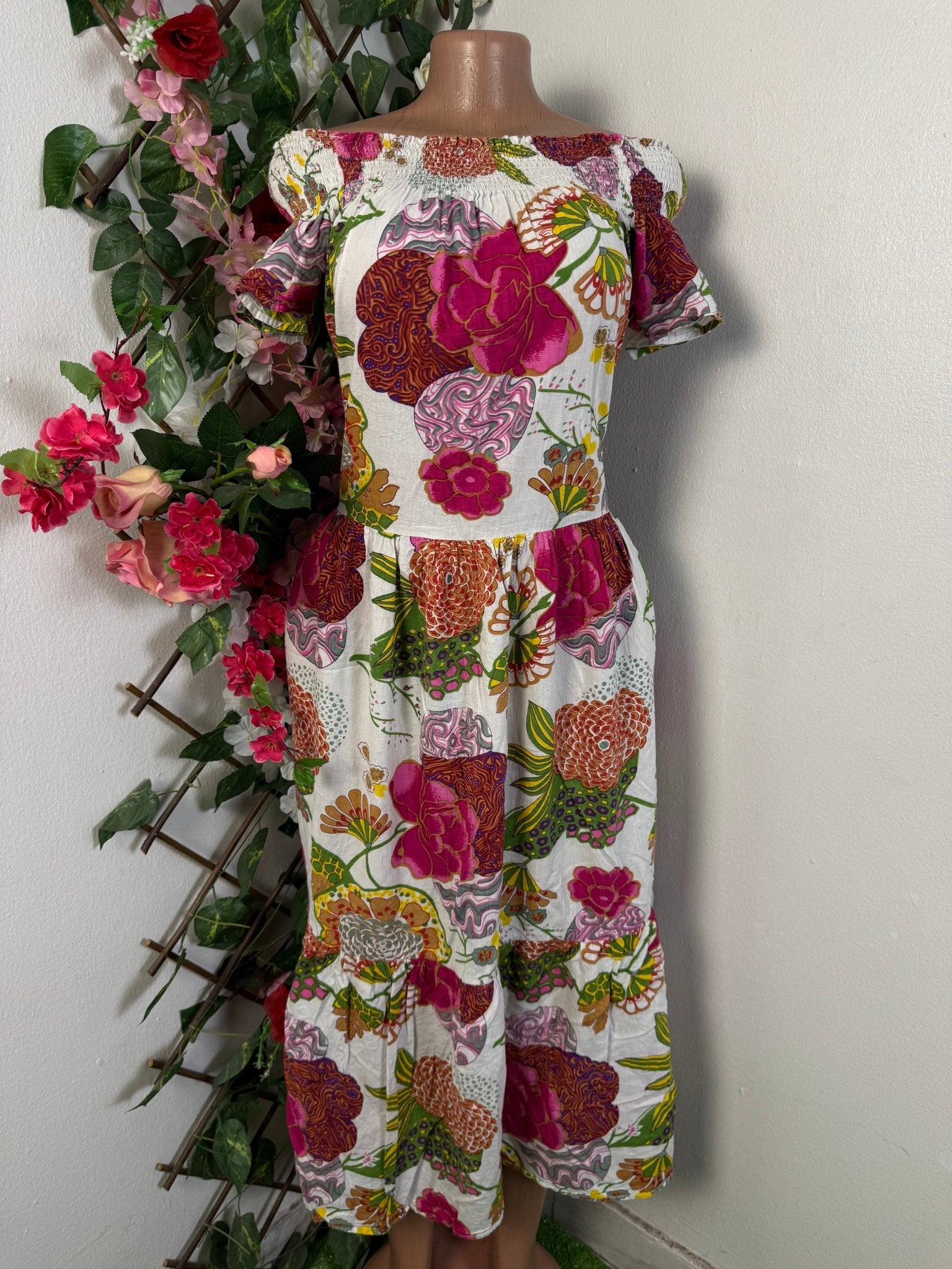 Robe longue évasée imprimer floral - Perluna Store - kinshasa