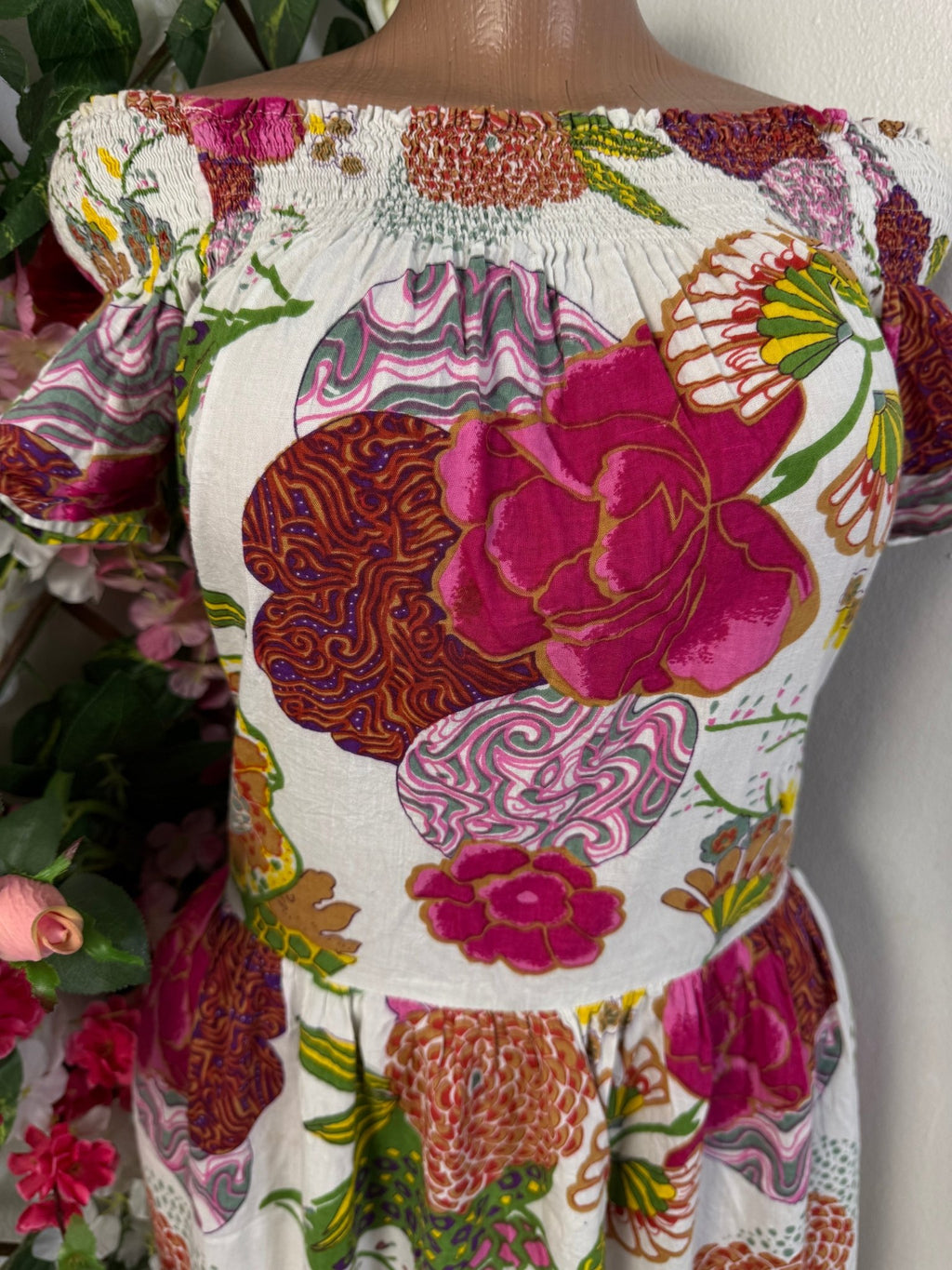 Robe longue évasée imprimer floral - Perluna Store - kinshasa