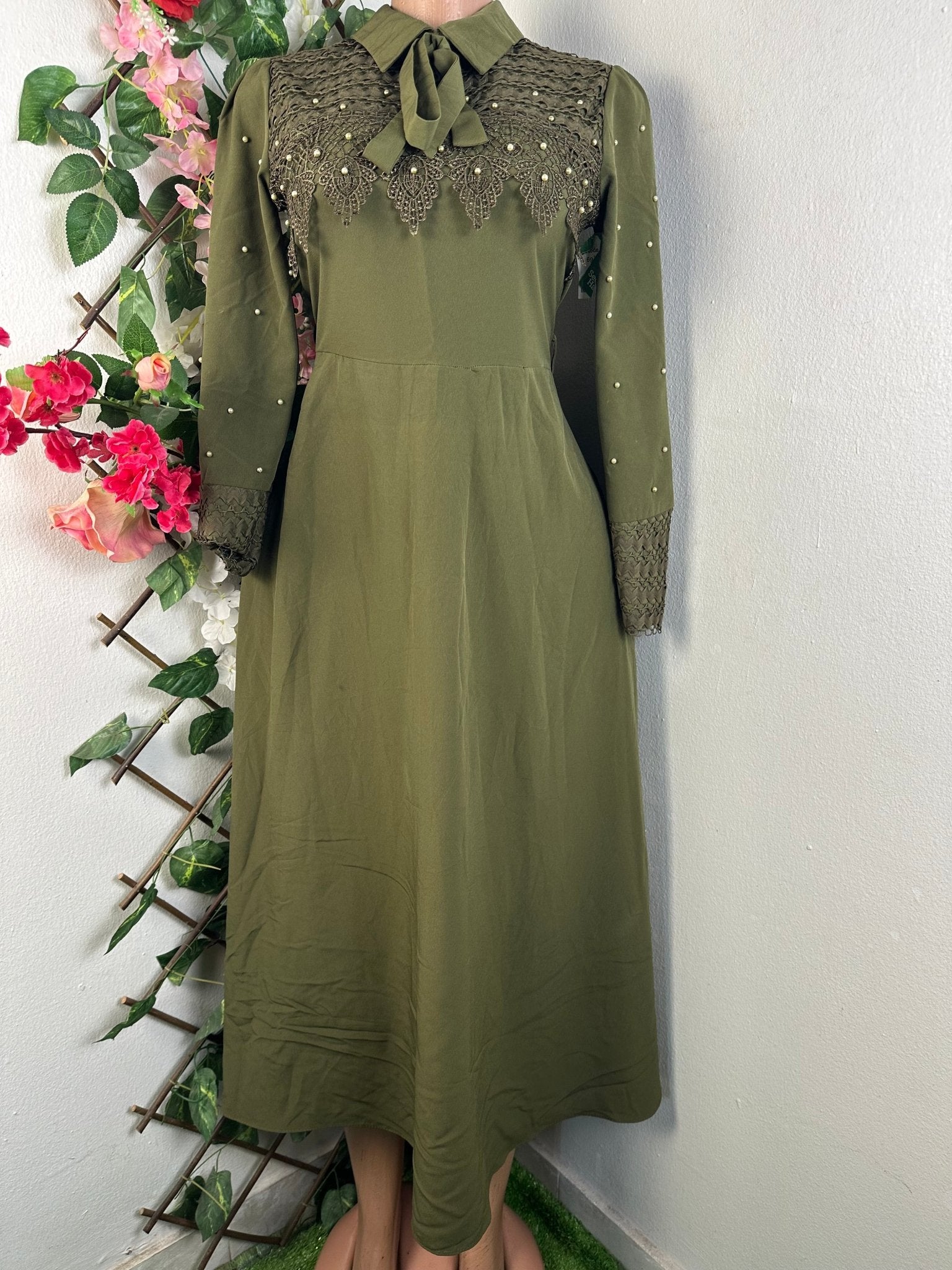 Robe longue évasée manches longue - Perluna Store - kinshasa