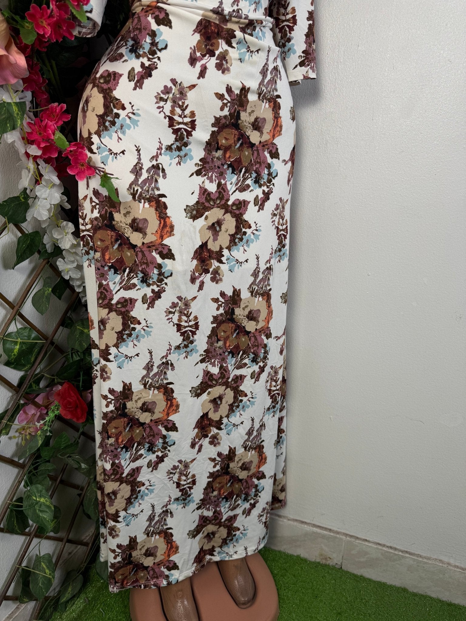 Robe longue manche 3/4  - Perluna Store - kinshasa