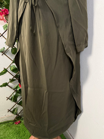 Robe longue manche colle en V  - Perluna Store - kinshasa
