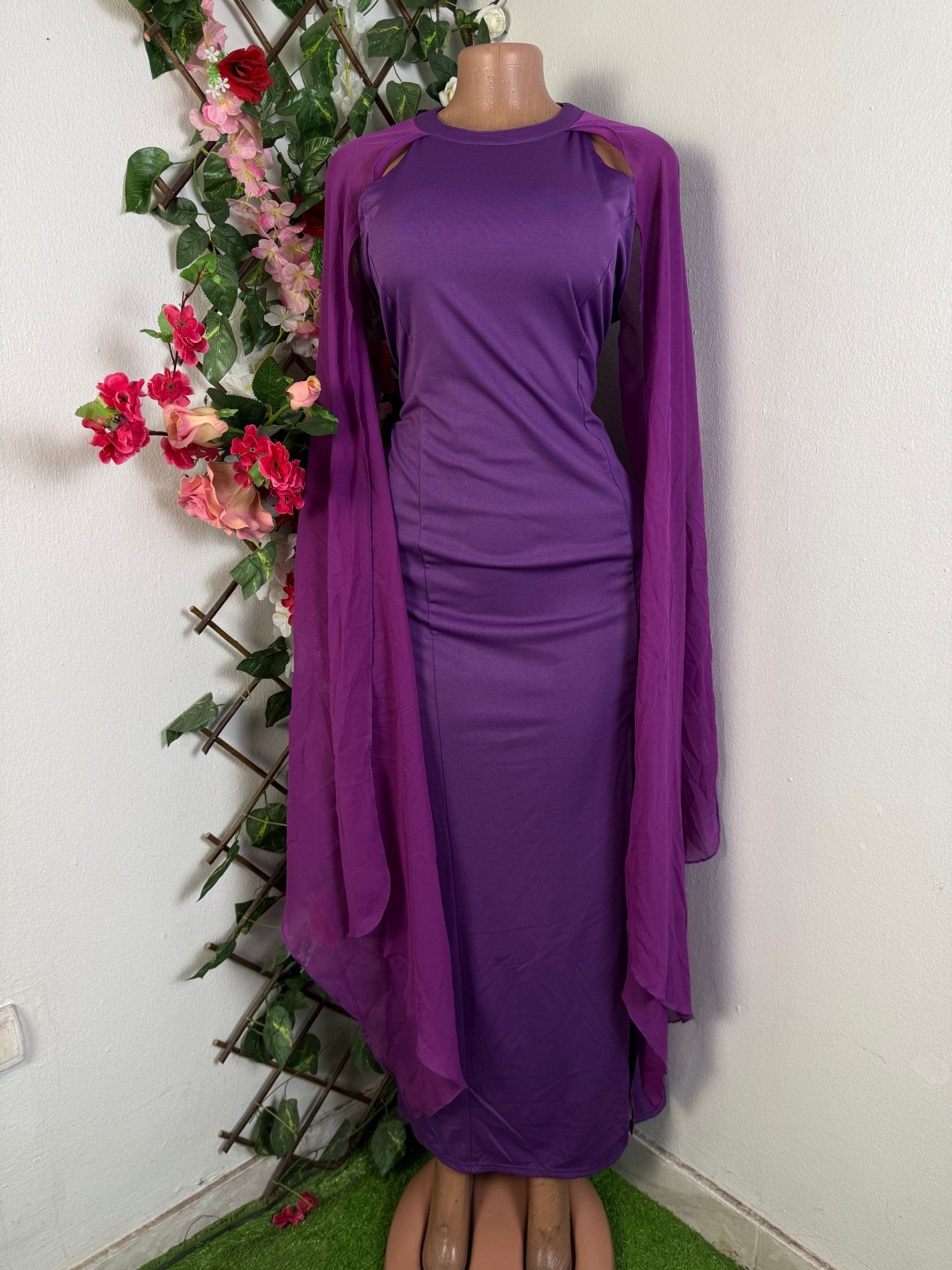 Robe longue manche manche en voile - Perluna Store - kinshasa