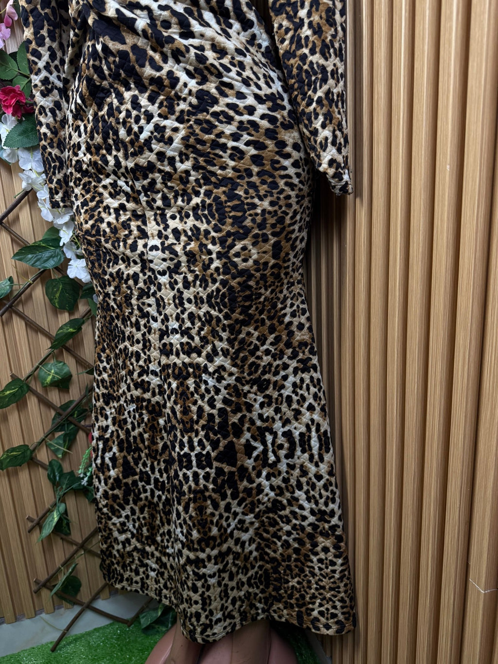 Robe longue moulante manches imprimée animal - Perluna Store