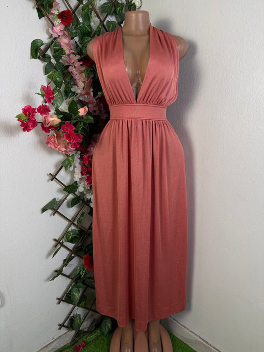 Robe longue sans manches dos nue - Perluna Store - kinshasa