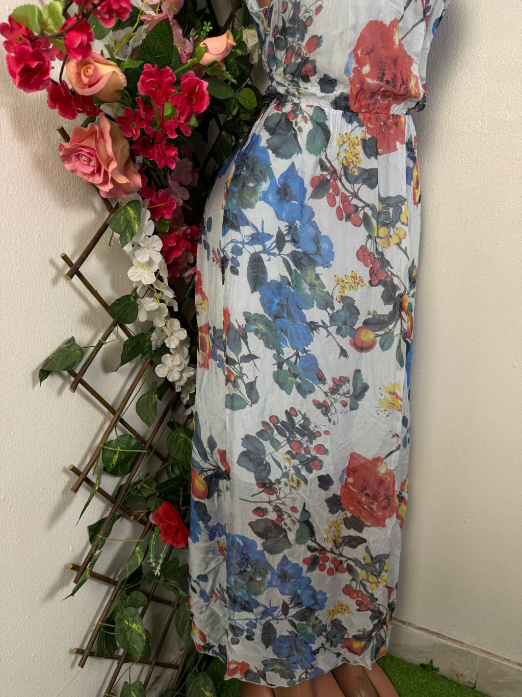 Robe longue sans manches imprimée fleurie - Perluna Store - kinshasa