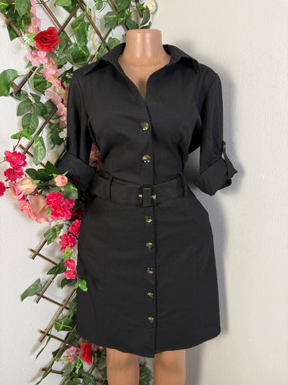 Robe mi longue à bouton colle chemise  - Perluna Store - kinshasa