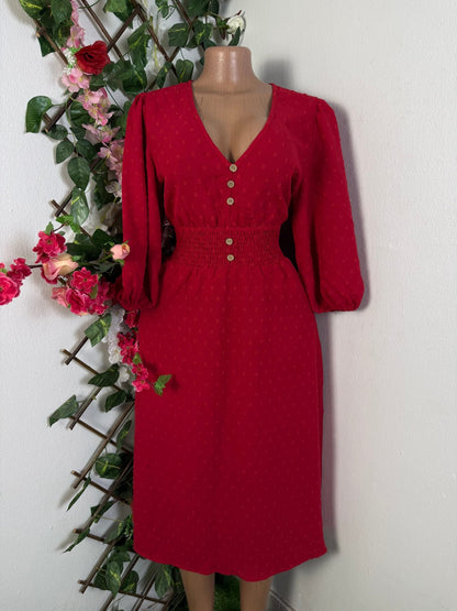 Robe mi longue à bouton manche 3/4 - Perluna Store - kinshasa