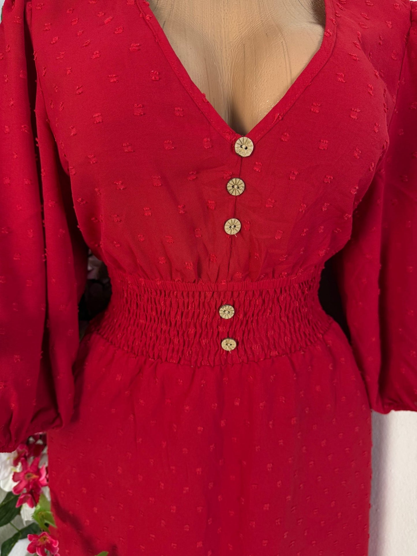 Robe mi longue à bouton manche 3/4 - Perluna Store - kinshasa