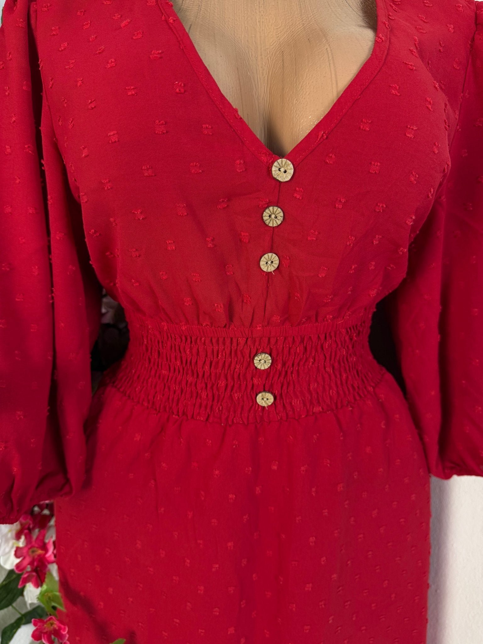 Robe mi longue à bouton manche 3/4 - Perluna Store - kinshasa