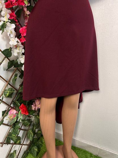 Robe mi longue a pente asymétrique décolleté en cœur et manche courte. - Perluna Store - kinshasa