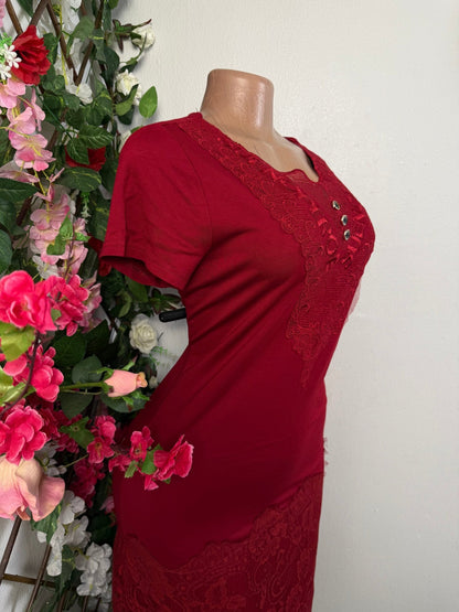 Robe mi longue en dentelle manche courte - Perluna Store - kinshasa