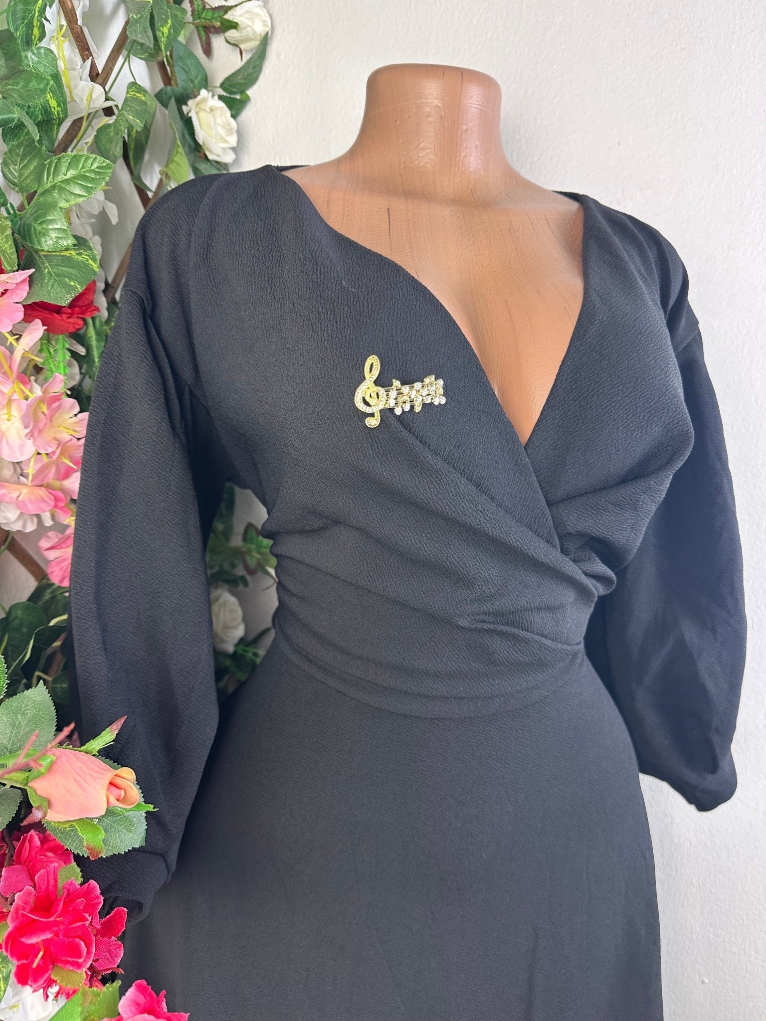 Robe mi - longue évasée manches longue - Perluna Store - kinshasa