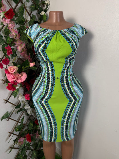 Robe mi longue motif en pagne africaine - Perluna Store - kinshasa