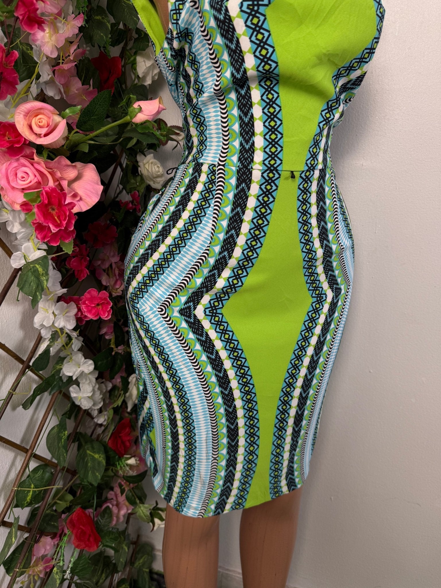 Robe mi longue motif en pagne africaine - Perluna Store - kinshasa