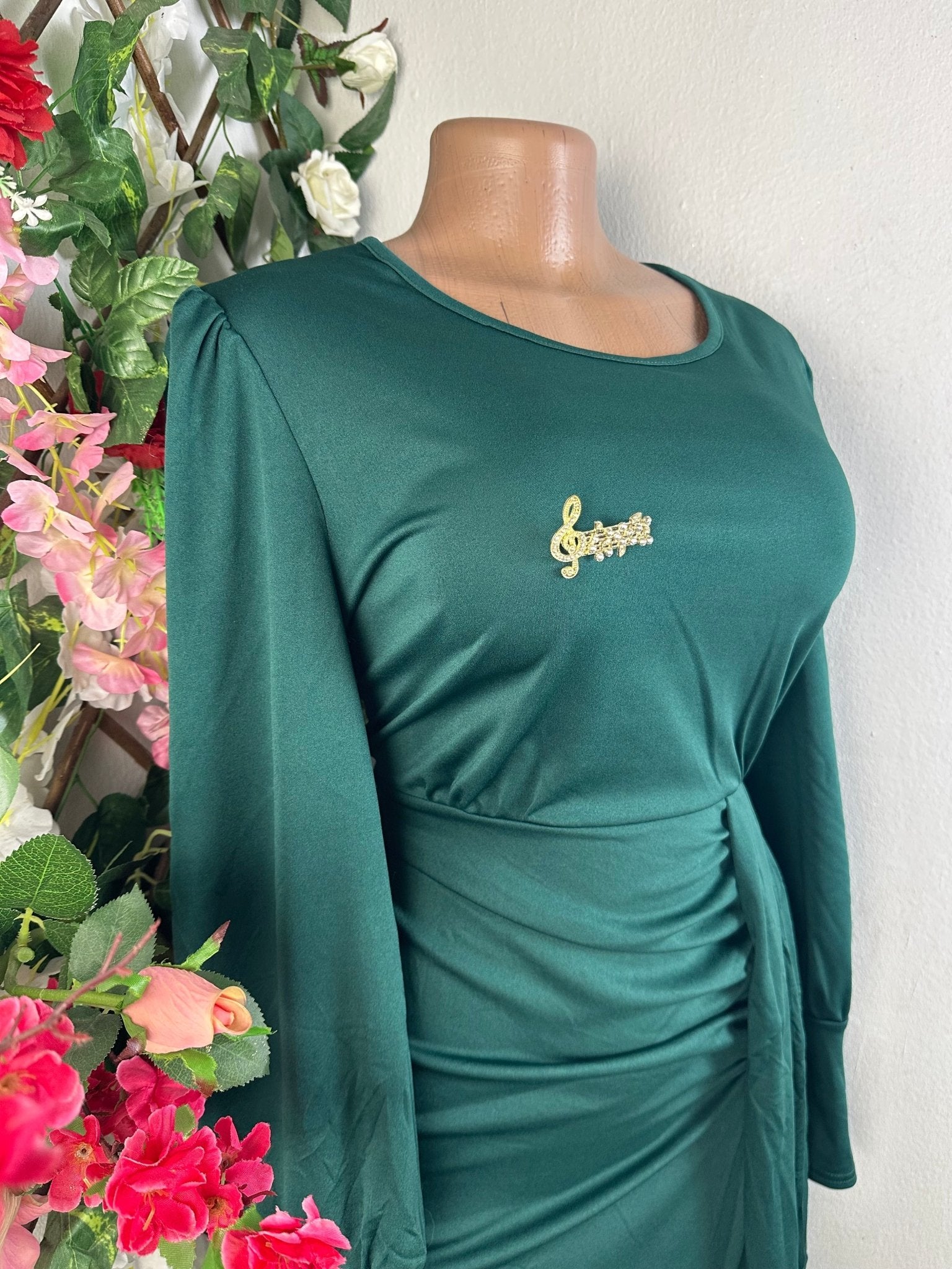 Robe mi - longue moulante manches longue - Perluna Store - kinshasa