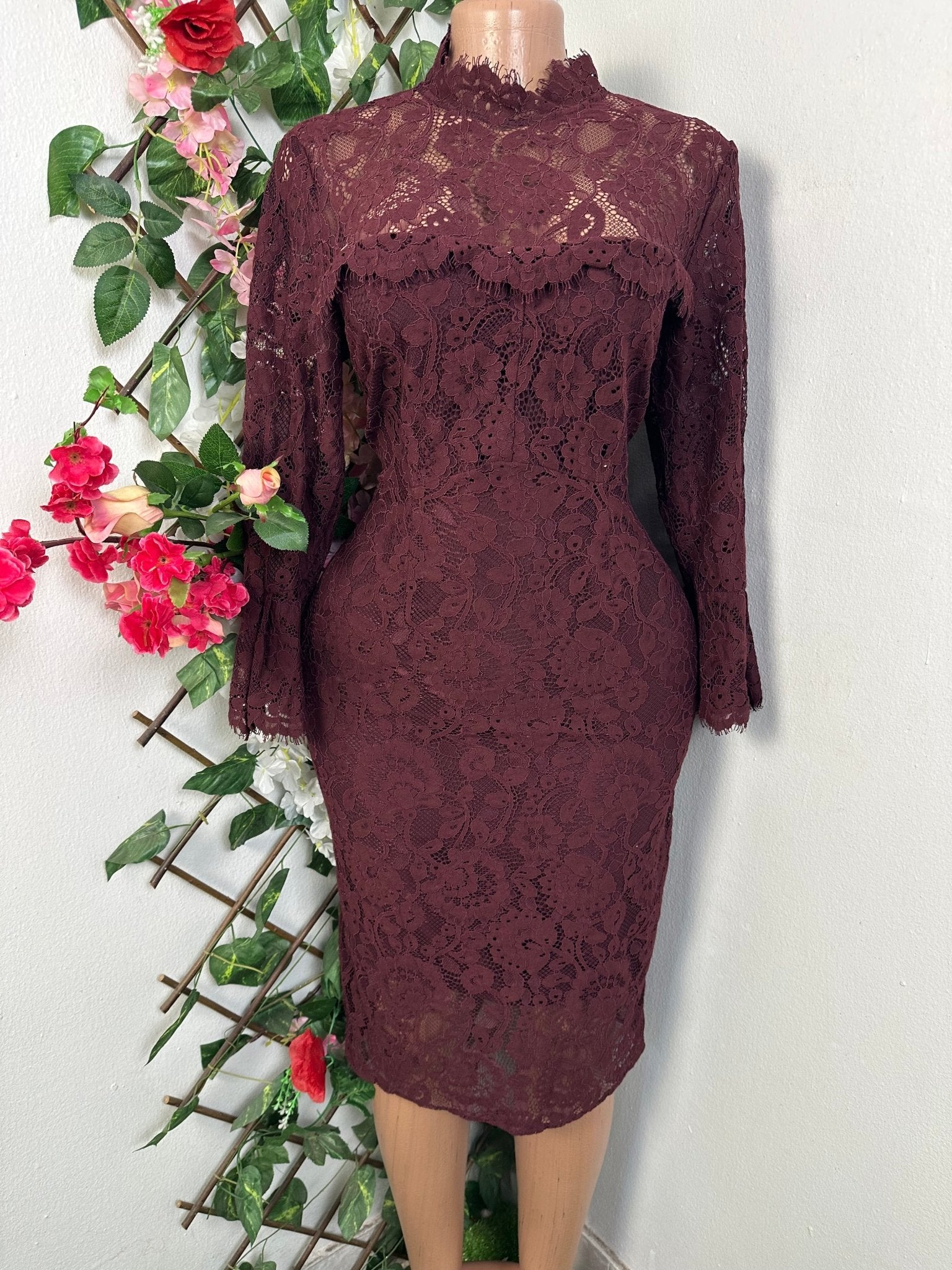 Robe mi longue plissé manche longues - Perluna Store - kinshasa