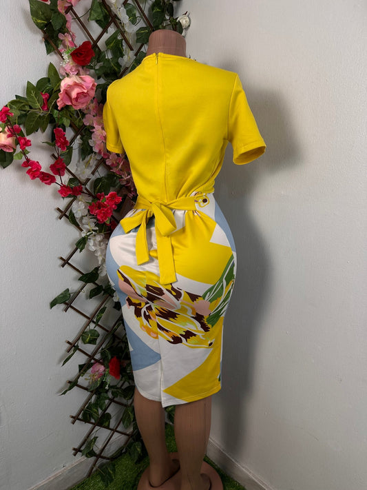 Robe moulant à noeud avec un top style t-shirt manche courte - Perluna Store - kinshasa
