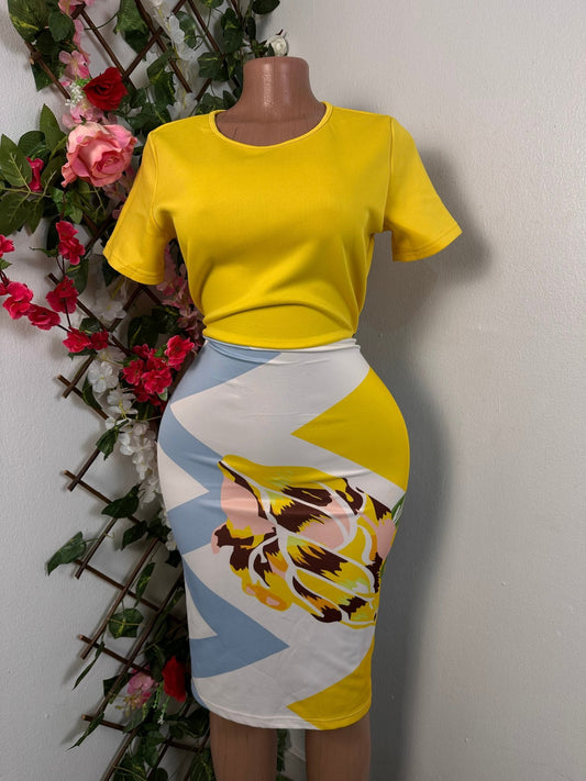 Robe moulant à noeud avec un top style t-shirt manche courte - Perluna Store - kinshasa