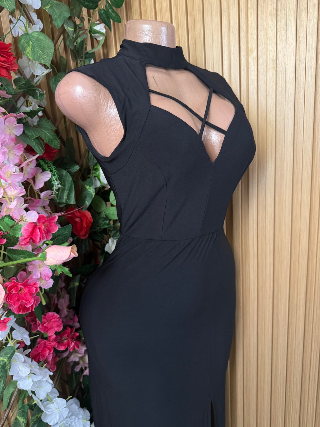 Robe moulante à fines bretelles dénudée avec fente - Perluna Store