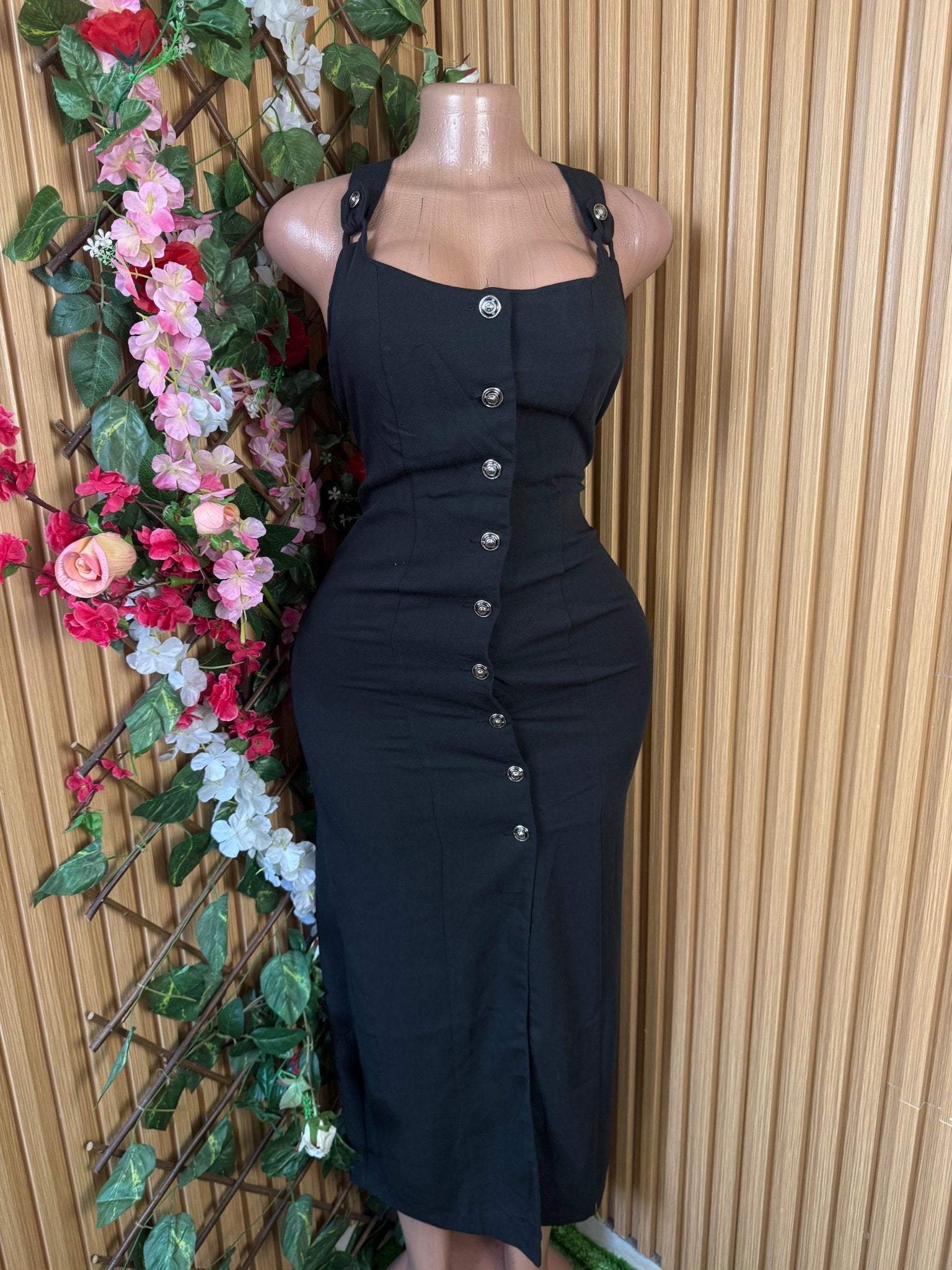 Robe moulante à fines brtelles col carré - Perluna Store