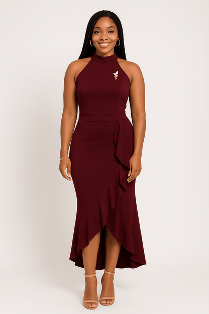 Robe moulante à pente volant  - Perluna Store - kinshasa