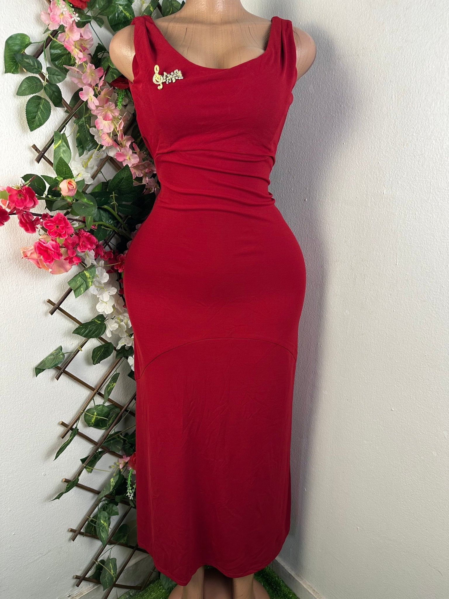 Robe moulante longue à fine bretelles dos - nu - Perluna Store - kinshasa