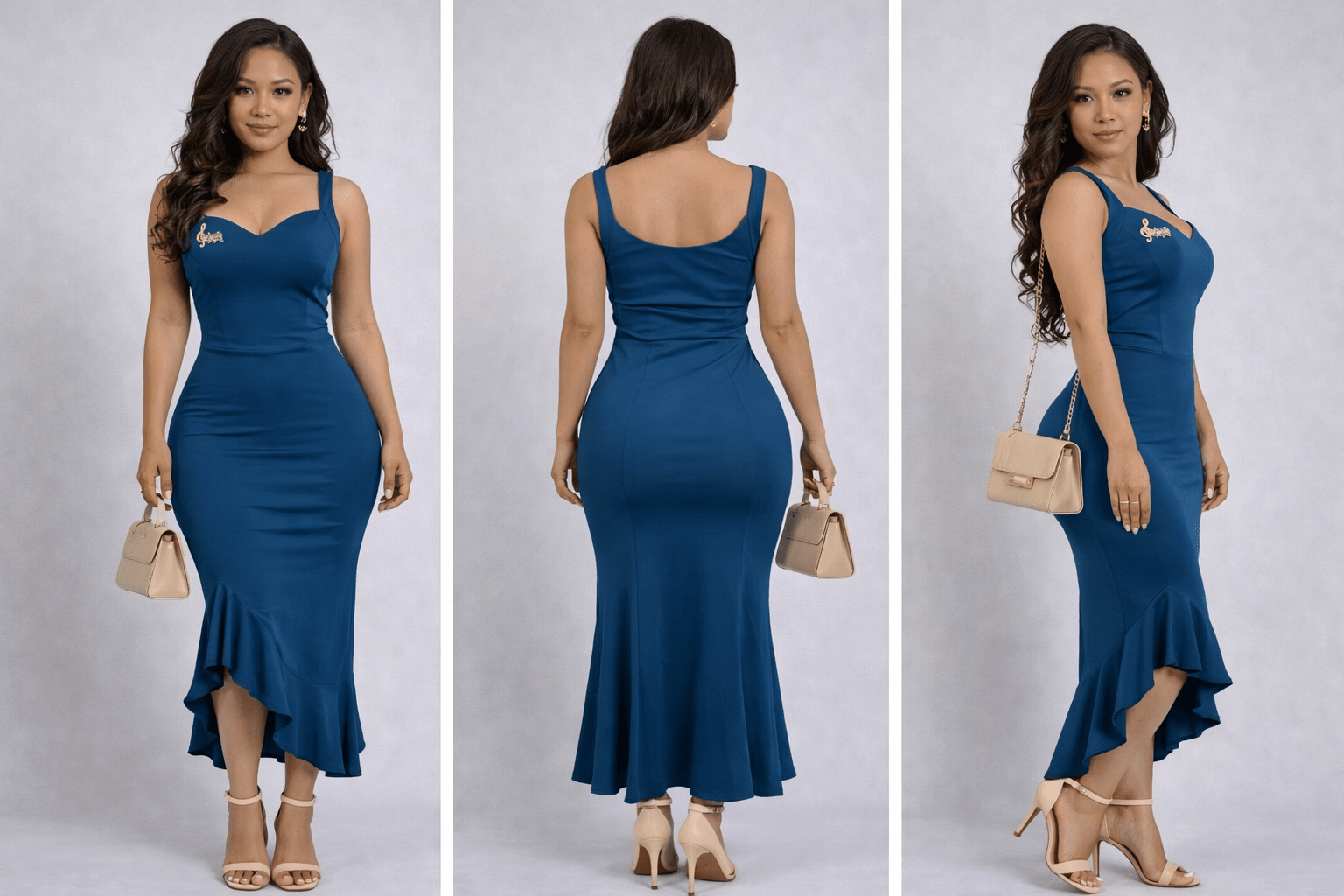 Robe moulante longue à fine bretelles-S 13 - Perluna Store