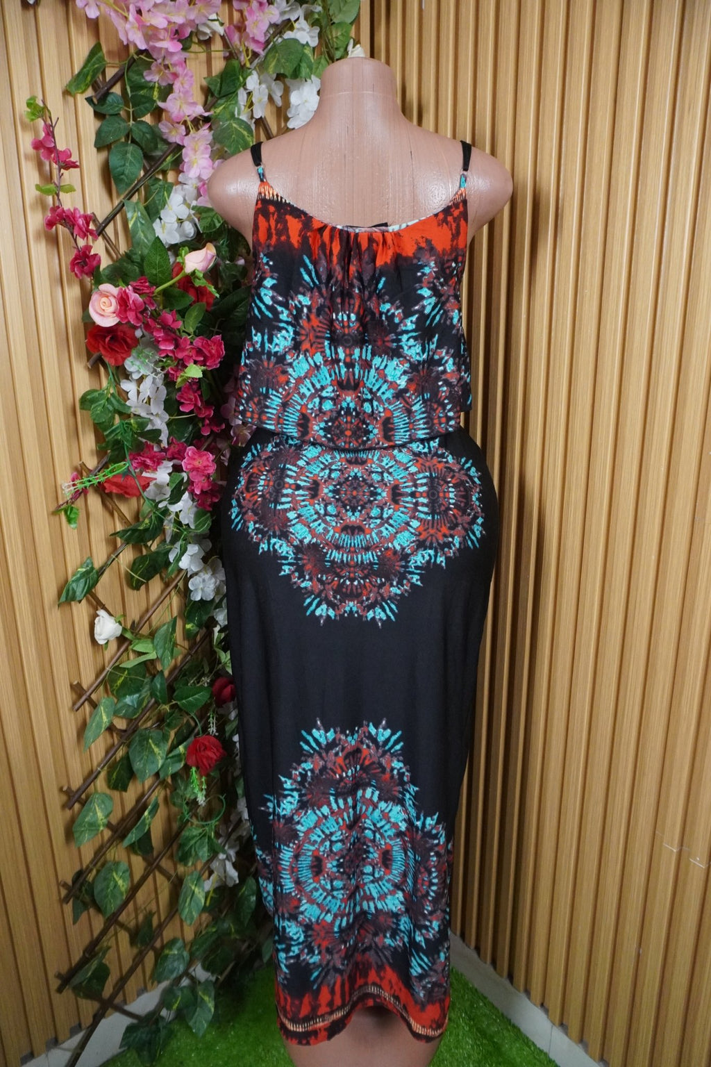 Robe moulante longue à fines brtelles décollétée-L - Perluna Store