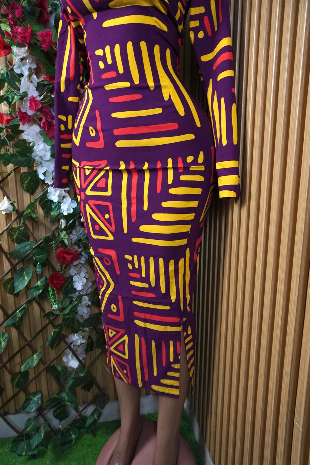 Robe moulante longue manches longue-S - Perluna Store
