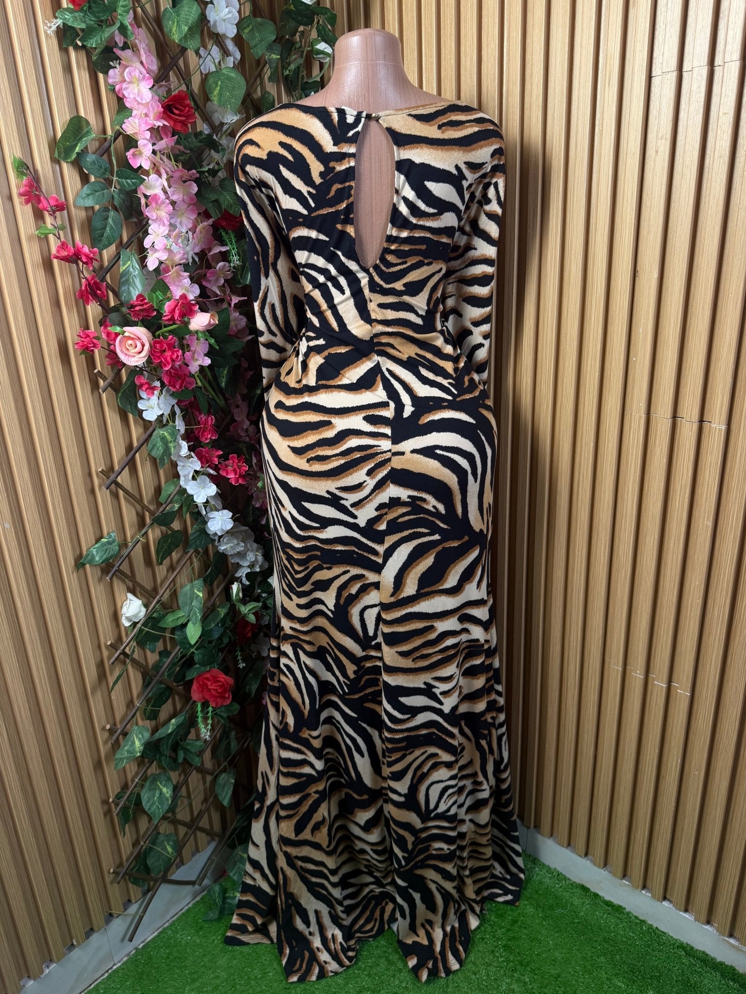 Robe moulante longue manches longues imprimée animal - Perluna Store