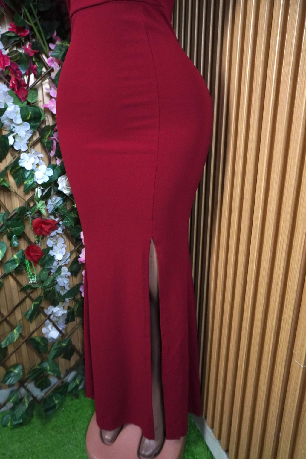 Robe moulante longue sans manches col V-S - Perluna Store
