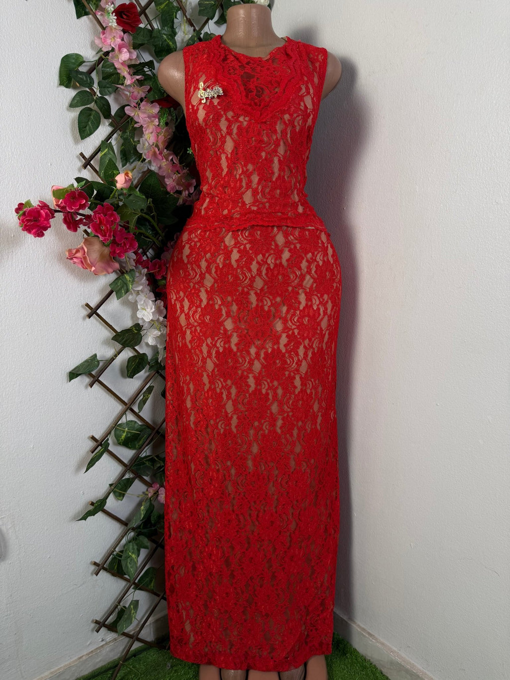 Robe moulante longue sans manches imprimée bretelles - Perluna Store