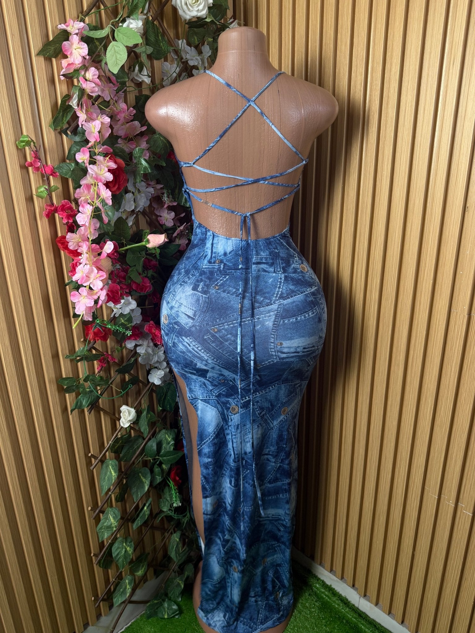 Robe moulante longues à fines bretelles dos-nu - Perluna Store