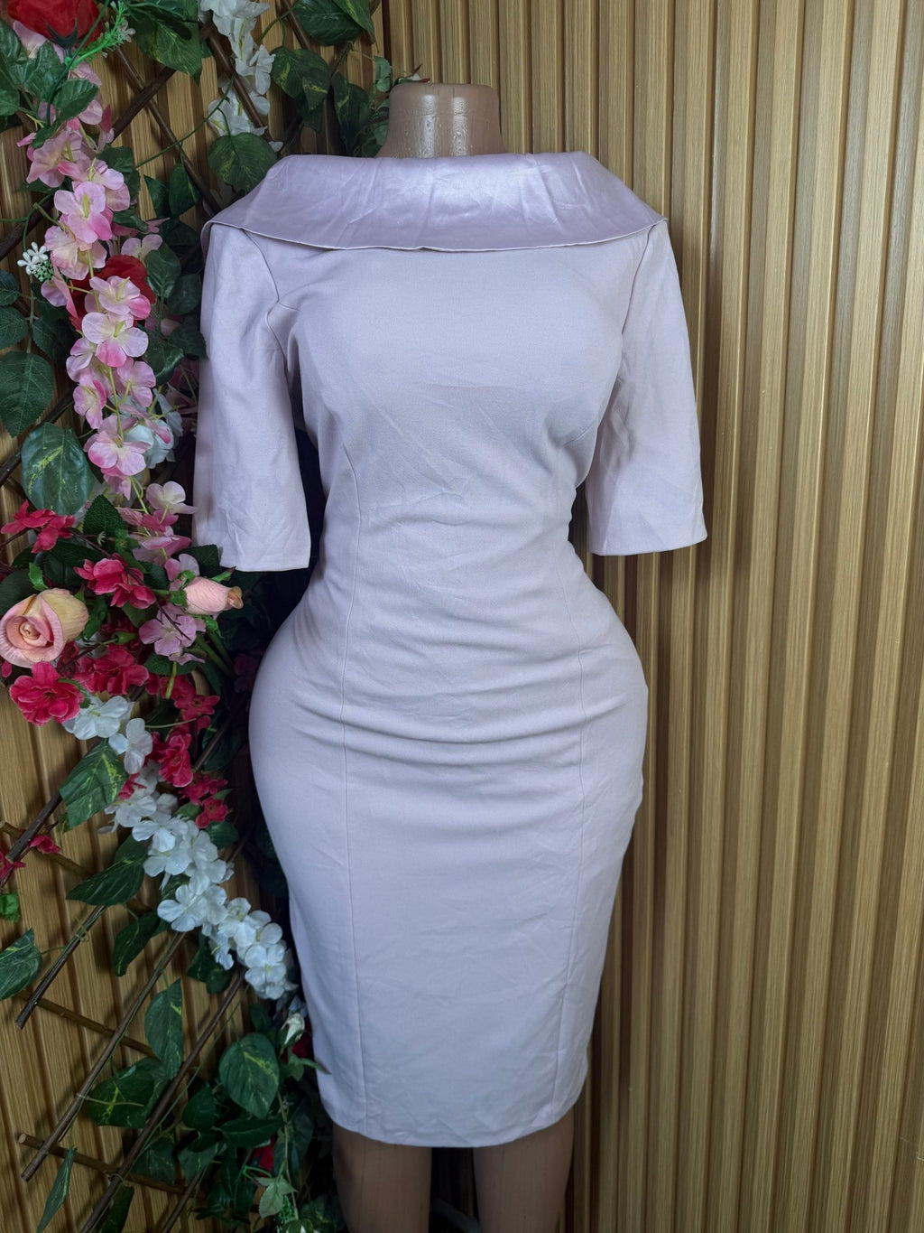 Robe moulante manches 3/4 col rond-S 12 - Perluna Store